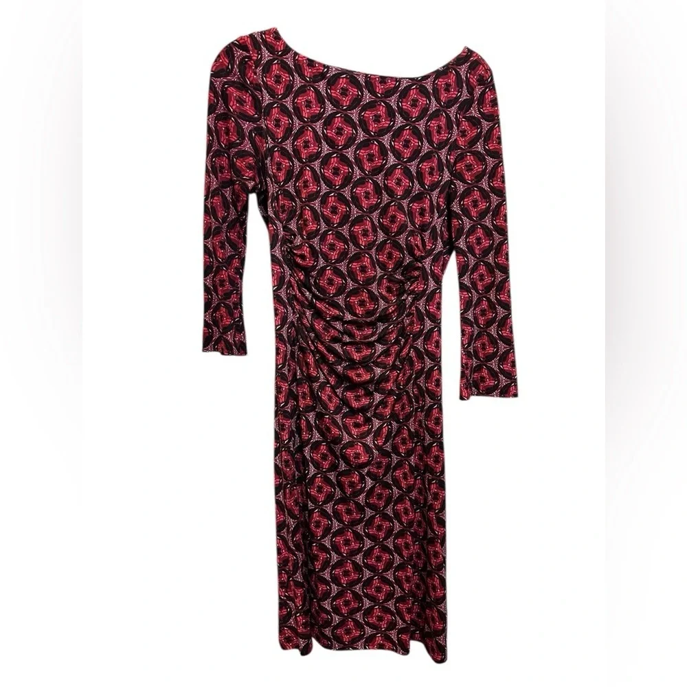 Tory Burch Elegant printed Red and Black Patterned knee length Dress size M
